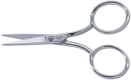 Gingher Embroidery Scissors with Large Handle and Leather Sheath - 4"